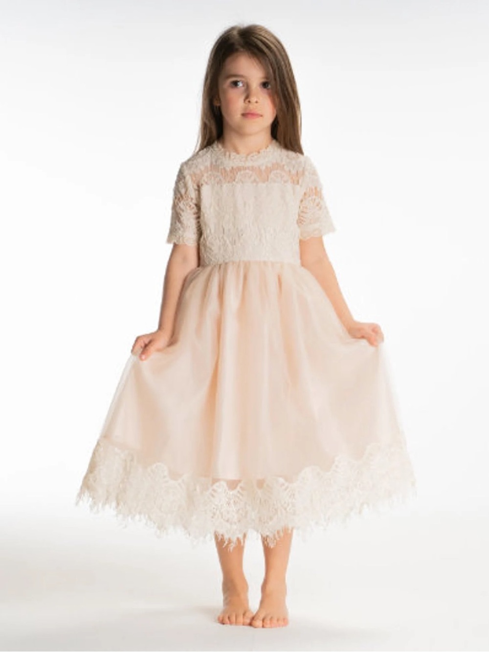 NWT Only Little Once Flower Girl Special Occasion Tulle Dress size 7 Ivory